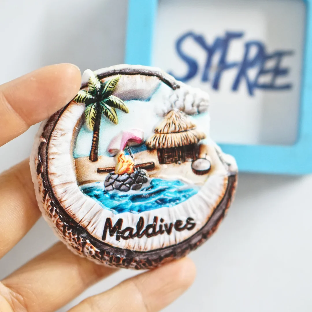 قطعة واحدة، مغناطيس ثلاجة مالديف، مغناطيس ثلاجة المناظر البحرية، مغناطيس ثلاجة المحيط، مغناطيس ثلاجة مشهد جزر المالديف، ثلاجة شجرة جوز الهند #6