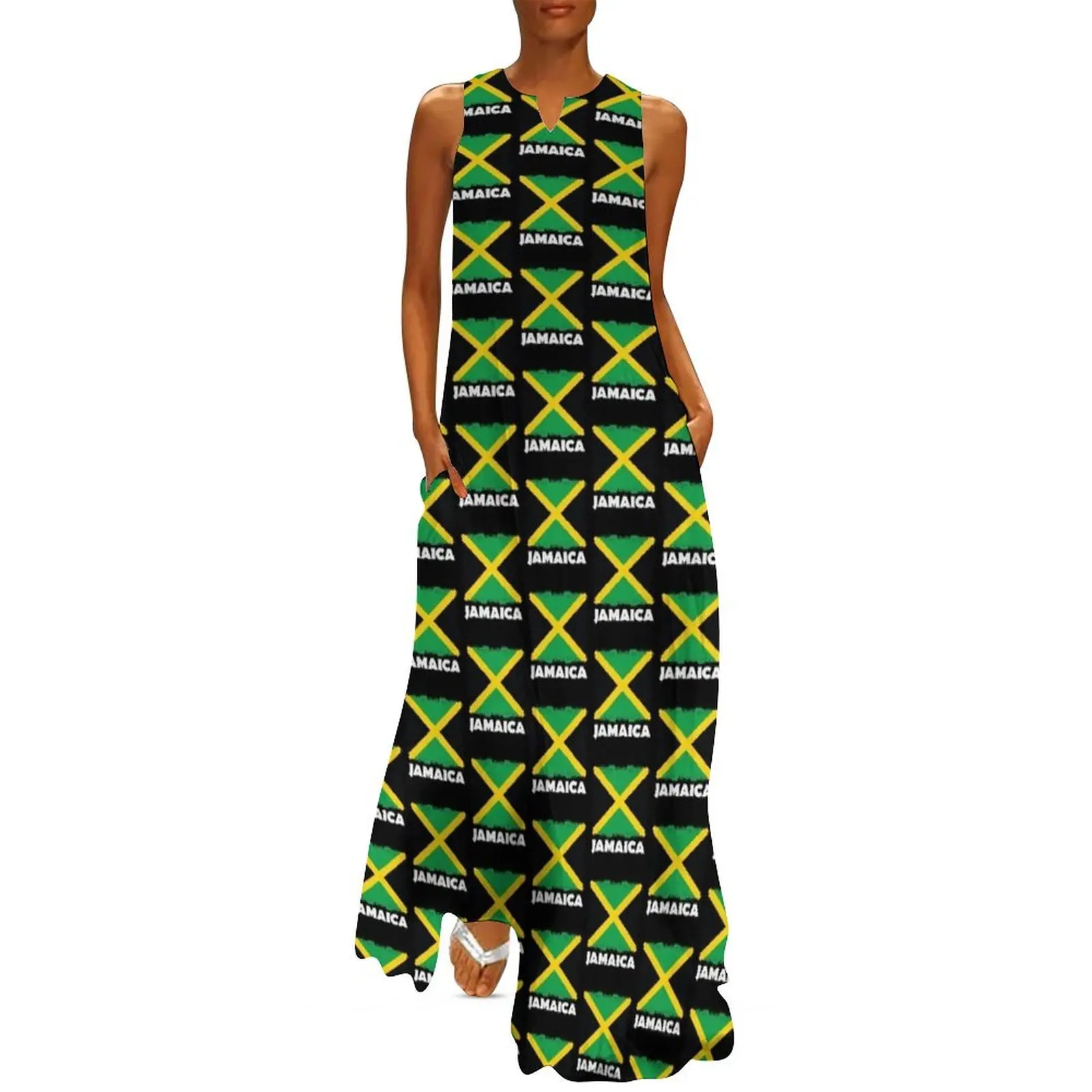 

Jamaica National Flag Distress Long Dress dresses summer summer dress woman 2024 summer dress women