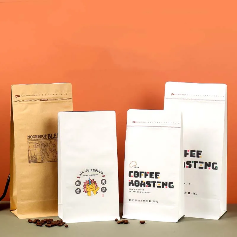 Aluminum Foil Stand-up Pouches For Coffee Bean Packaging Bags Custom Eight-Sided Sealed Tea & Food Packaging Bags with Zippers - view 4