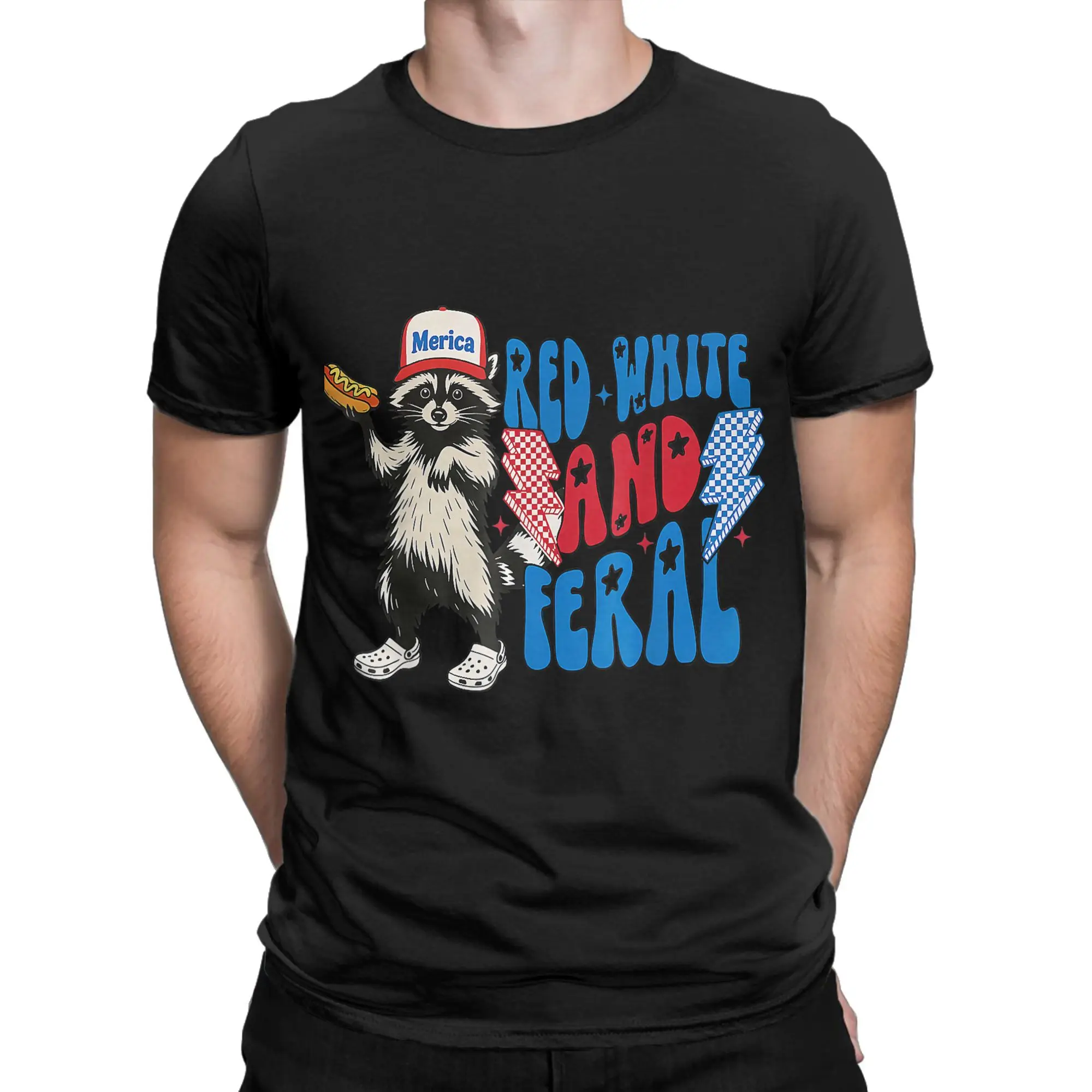 

Raccoon Funny USA 4th of July Cotton T Shirt For Man Summer Streetwear T-Shirts O-Neck Harajuku Tees Plus Size Cheap Clothes