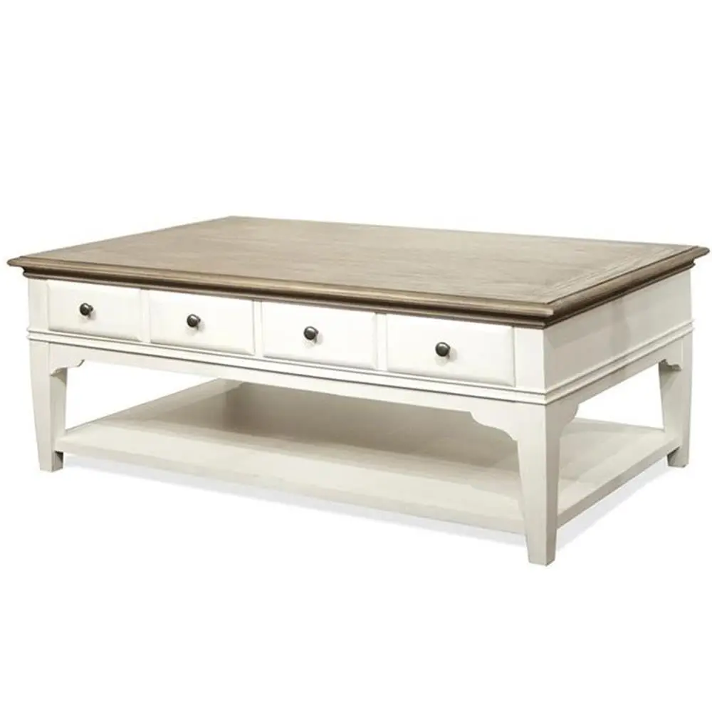 

Contemporary 4-Drawer Storage Solid Wood Coffee Table In For Living Room, 28" D X 48" W X 20" H, Customized