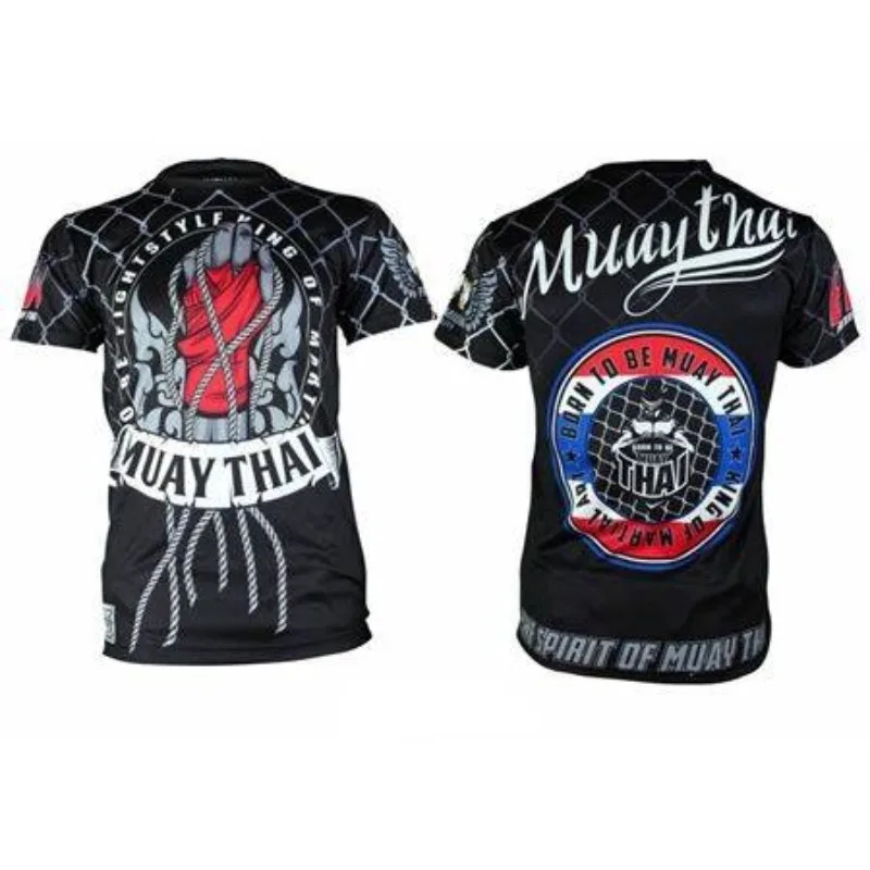 2026 Summer Muay Thai Fighting 3D Printed Men's T-Shirt for Outdoor Sports, Quick-Drying Fitness, Casual Fashion, Streetwear Top