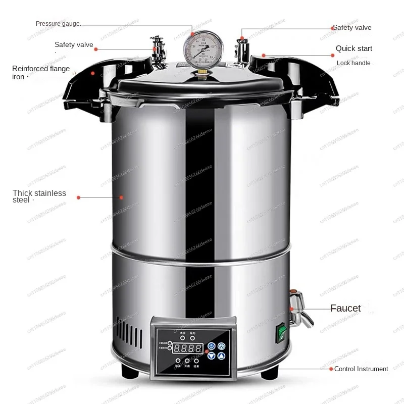 YBJ-18L Portable High Pressure Stainless Steel Steam Sterilizer Automatic Autoclave Pot