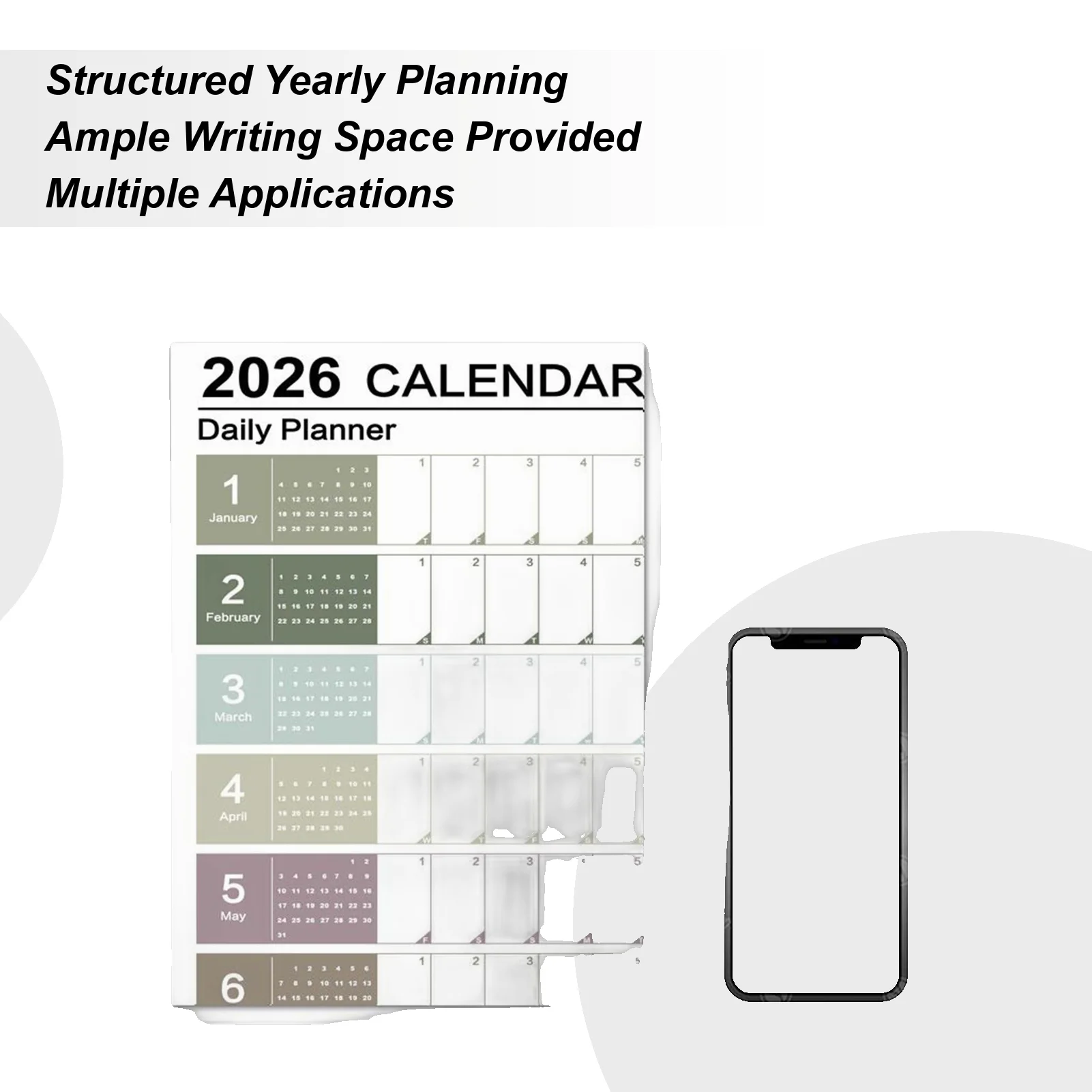 

2026 Annual English Calendar 365-day Poster Wall Hanging Calendar 12 Month Folded Schedule Organizer For School Office Decor