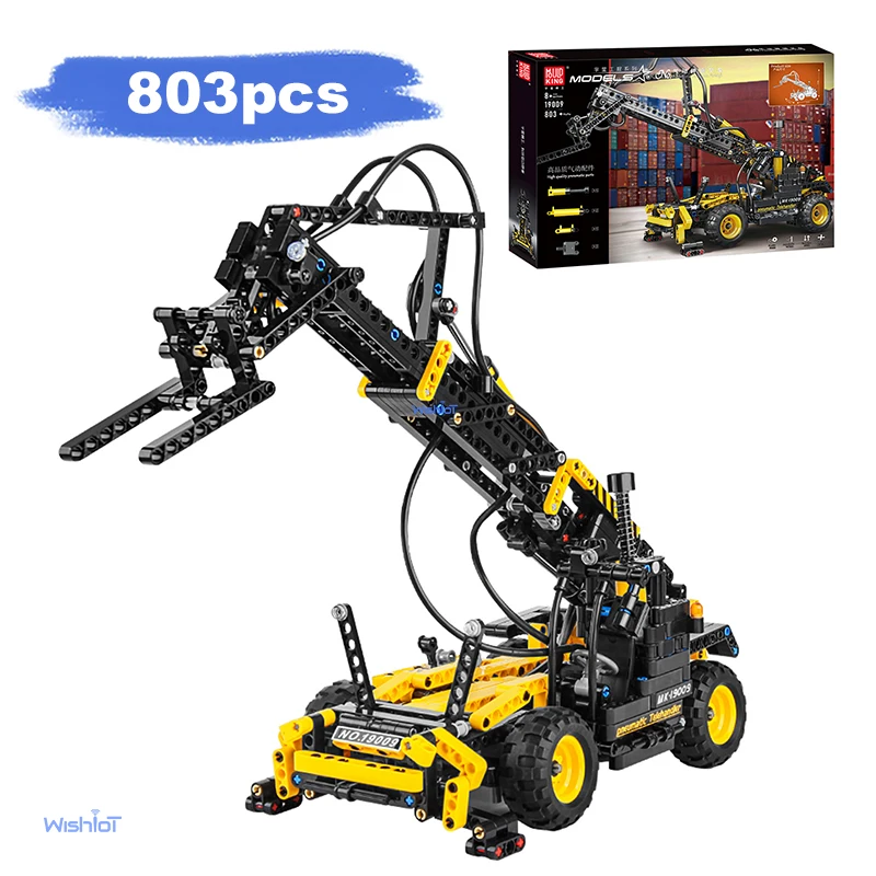 

Гидравлический вилочный погрузчик 803 шт. Строительный комплект Пневматическая телескопическая рука Инженерная модель для взрослых STEM-энтузиастов