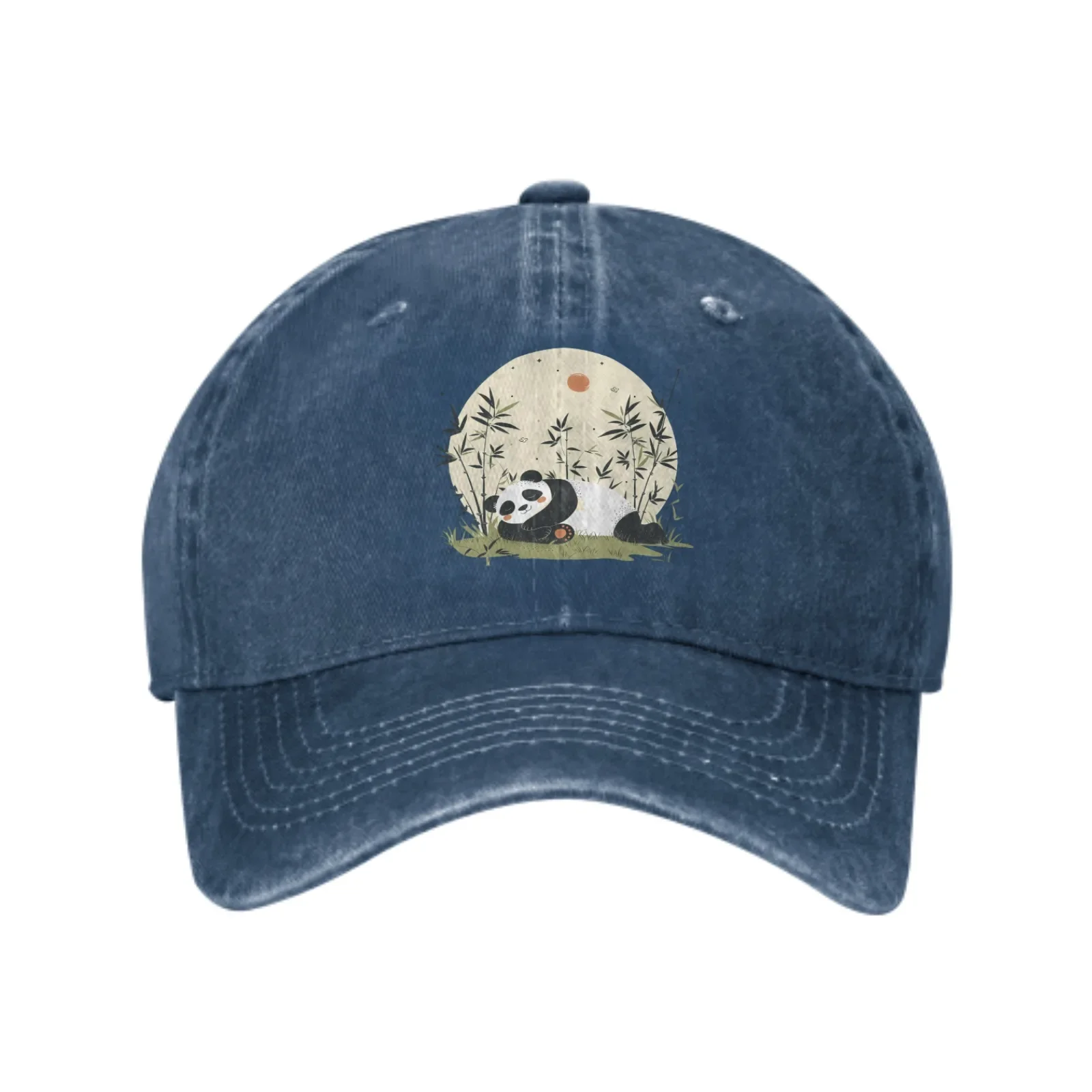 Sleeping Panda Baseball Cap Adult Denim Hat Pure Cotton Fashion Washed Cap Unisex Adjustable Streetwear Outdoor Sports