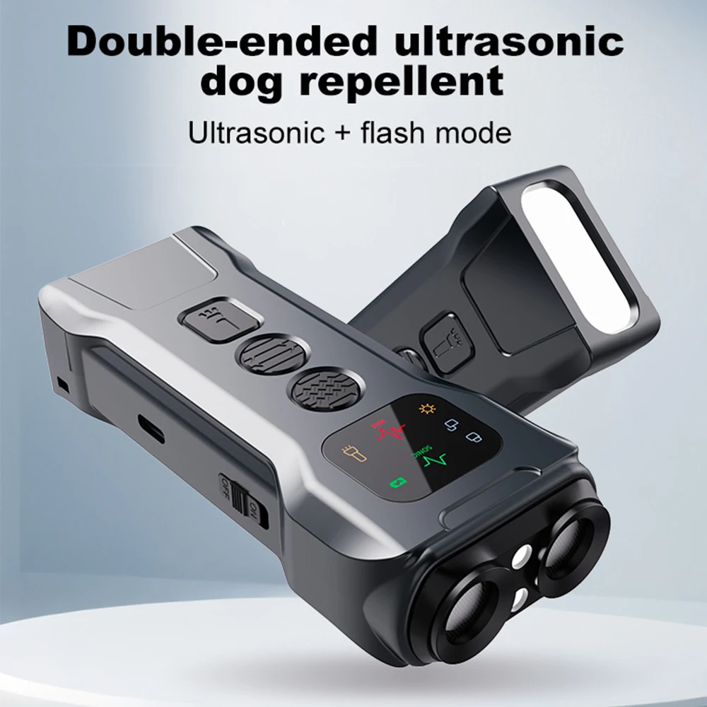 Double/Three Head LED Flashlight Ultrasonic Dog Repeller Anti Barking Training Deterrent Device Rechargeable Dog Repeller - Image 5