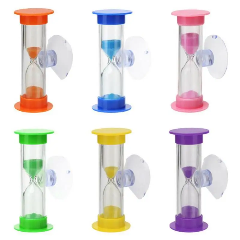 1pc 2/3 Minute Shower Timer Tooth Brushing Kitchen Cooking Timer Plastic Suction Cup Hourglass Sand Clock Decor Children Gift