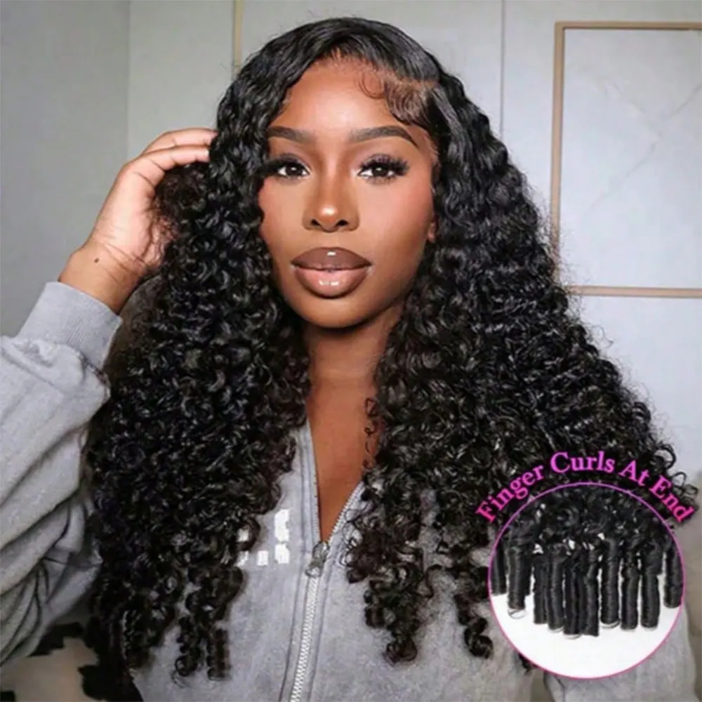 

Парик из натуральных волос Deep Wave Burmese Curly с HD-кружевной передней частью 13x4 для женщин, предварительно проработанный, с завитыми концами