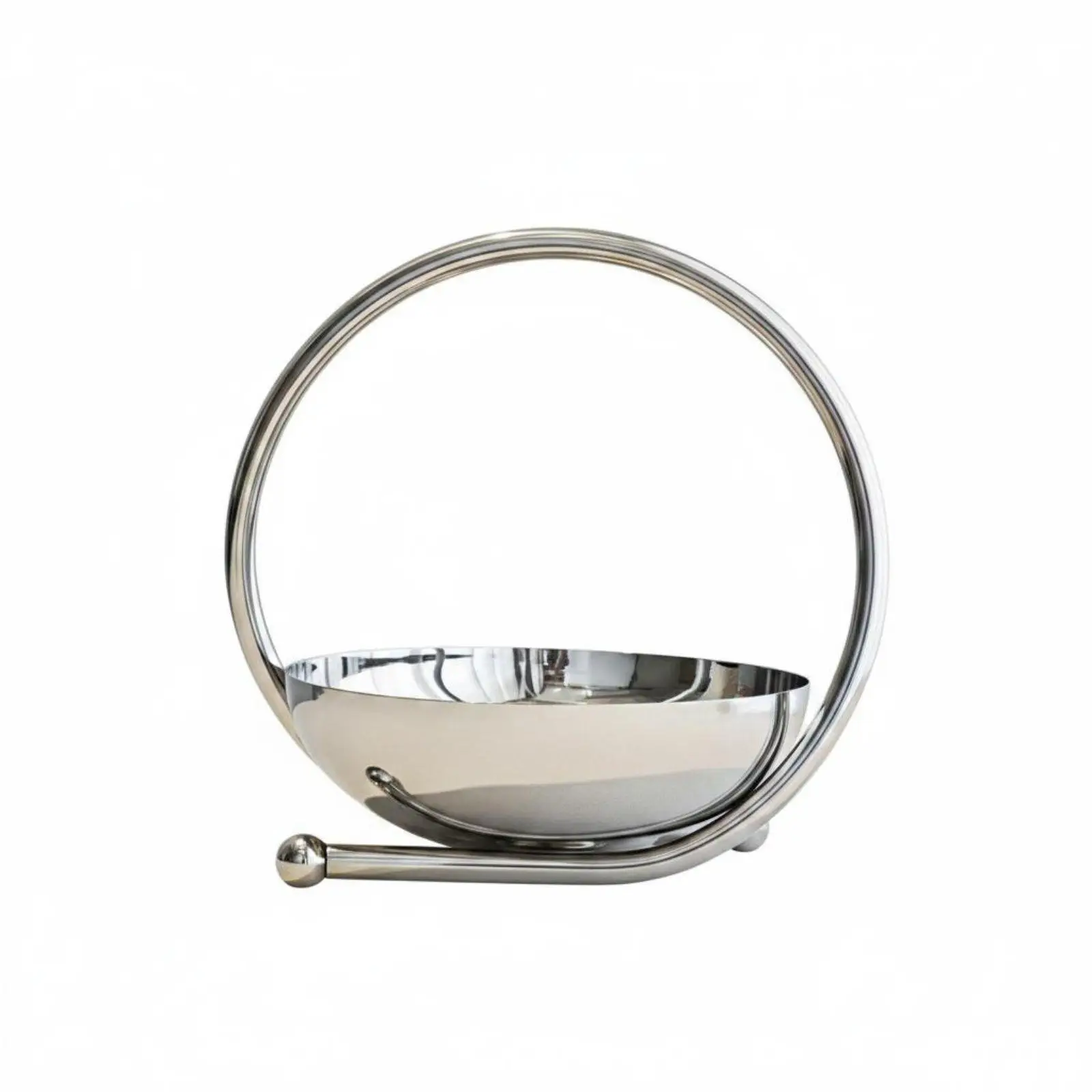 Round Mirror Tray Mirrored Finish Stainless Steel Polished Surface Round Storage Tray for Coffee Table, Living Room, Tabletop