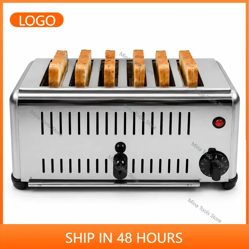 Commercial Electric Bread Toaster 220V Stainless Steel 4/6 Slice Multi Slot Toaster for Hotel Buffet Cafe Restaurant Kitchen