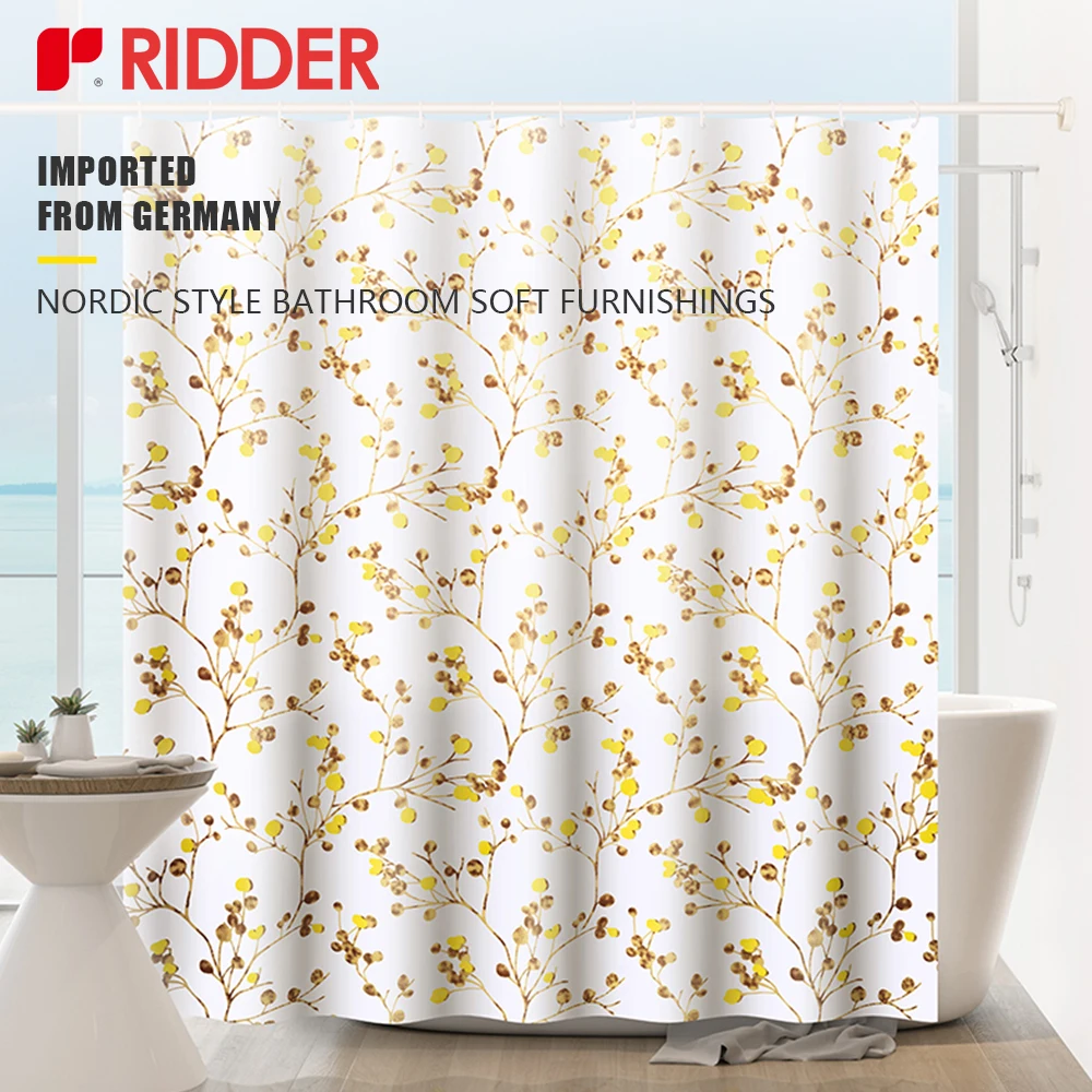 RIDDER Bathroom Shower Curtain Fruits of Autumn Modern Fashion Decor Bathtub Screen Bathroom Curtain Set 180*200CM with Hooks