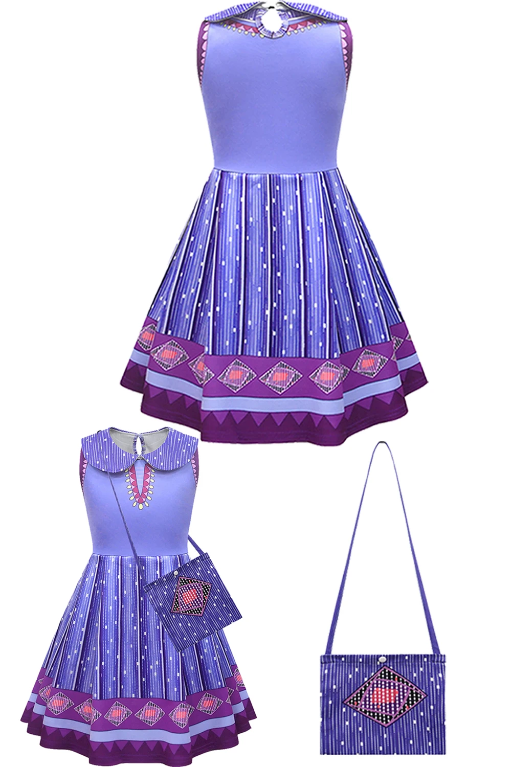 Asha-Costume de princesse de dessin animé pour enfants, robe violette, vêtements de fête pour filles, jeu de rôle, habillage de paupières