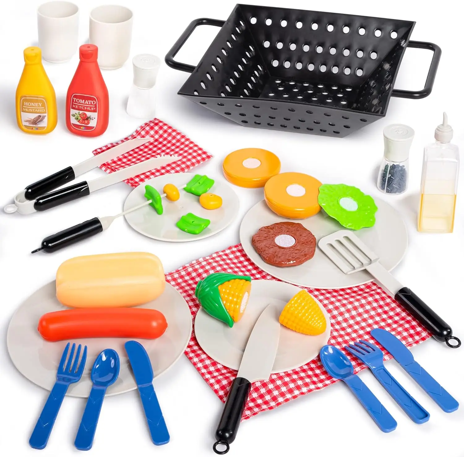 34 pezzi Set di giocattoli da cucina, barbecue Play Grill, Set di giocattoli da cucina, Little Chef Play, Kids Grill Playset BBQ interattivo per bambini con Ligh