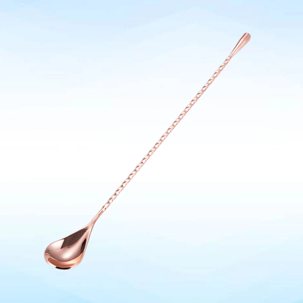 مقبض طويل الفولاذ المقاوم للصدأ بار كوكتيل ملعقة الملتوية Swizzel عصا لخلط المشروبات الحليب الشاي اثارة ملعقة