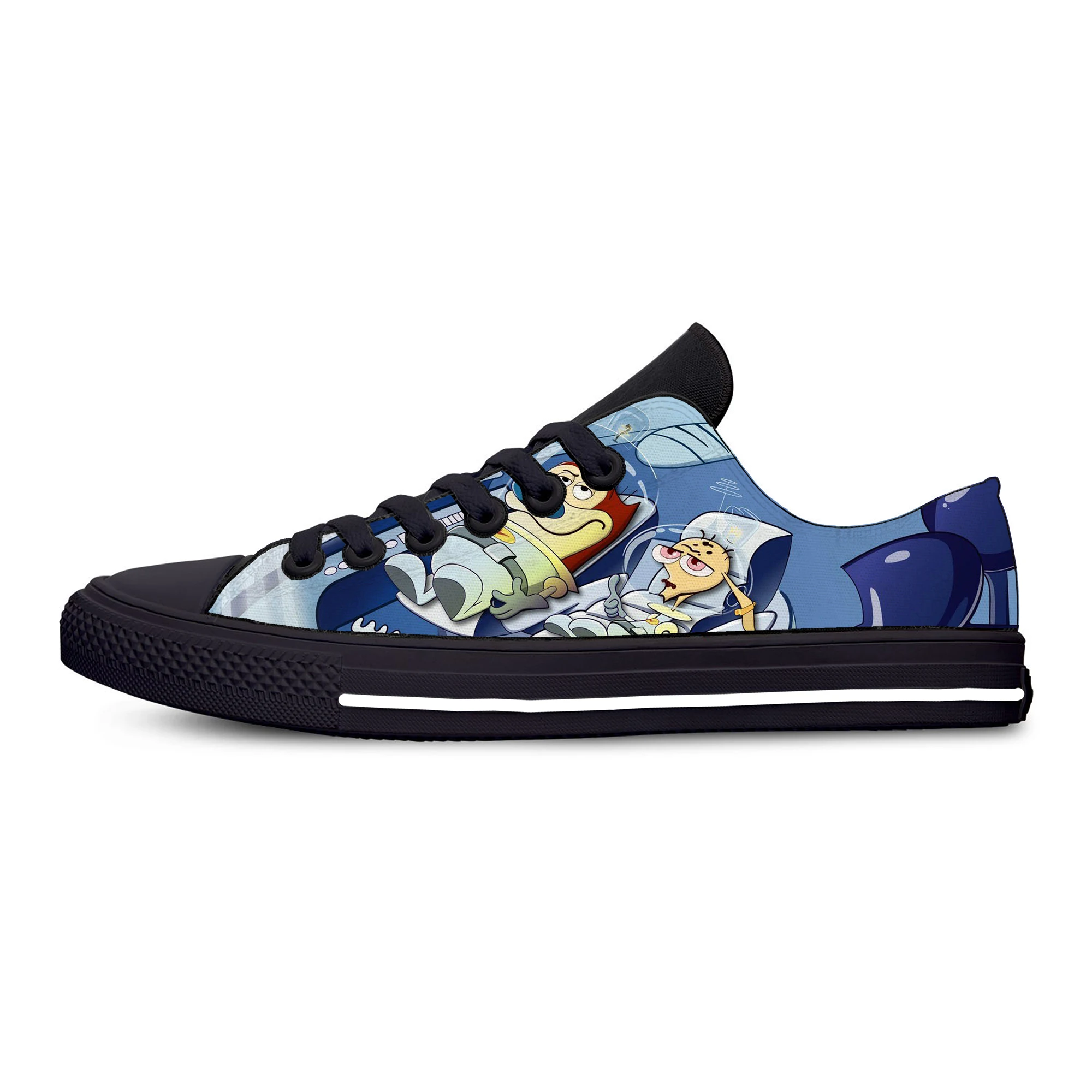 Quente legal ren e stimpy moda baixa superior homem mulher tênis respirável clássico sapatos de lona alta qualidade leve sapatos de tabuleiro