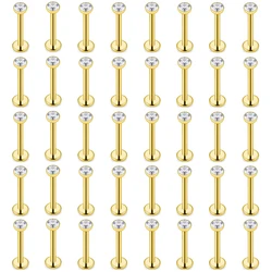 Wholesale 60Pcs/Lot Surgical Steel Lip Labret Piercing Rings Tragus Earrings Internal Thread Screw-fit Body Jewelry Vacuum Plate