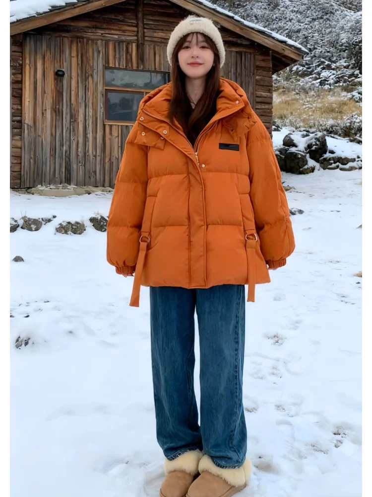 

Новая зимняя женская хлопковая куртка свободного кроя, теплая, яркая, утолщенная, для повседневной носки, прямого силуэта