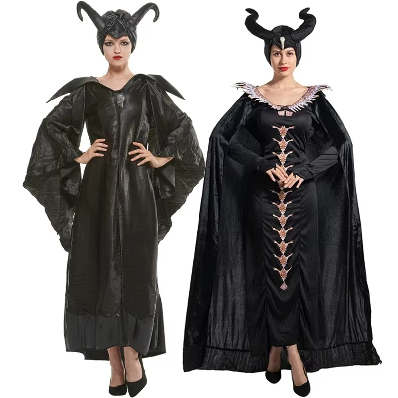 

Halloween Purim Carnival Party Movie Forest Evil Queen Witch Cosplay Costume Sleeping Beauty Devil Horned Vampire Fancy Dress