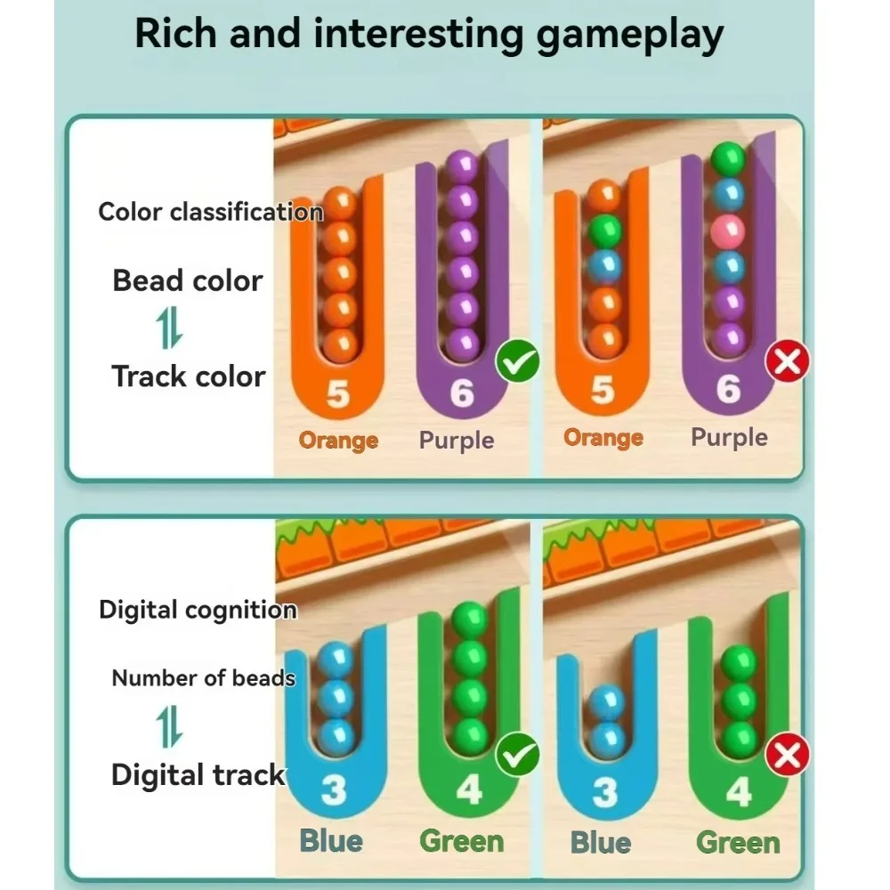1 ensemble de Puzzle pour l'éducation précoce, jeu de labyrinthe, boule de marche magnétique, Classification des couleurs numérique colorée