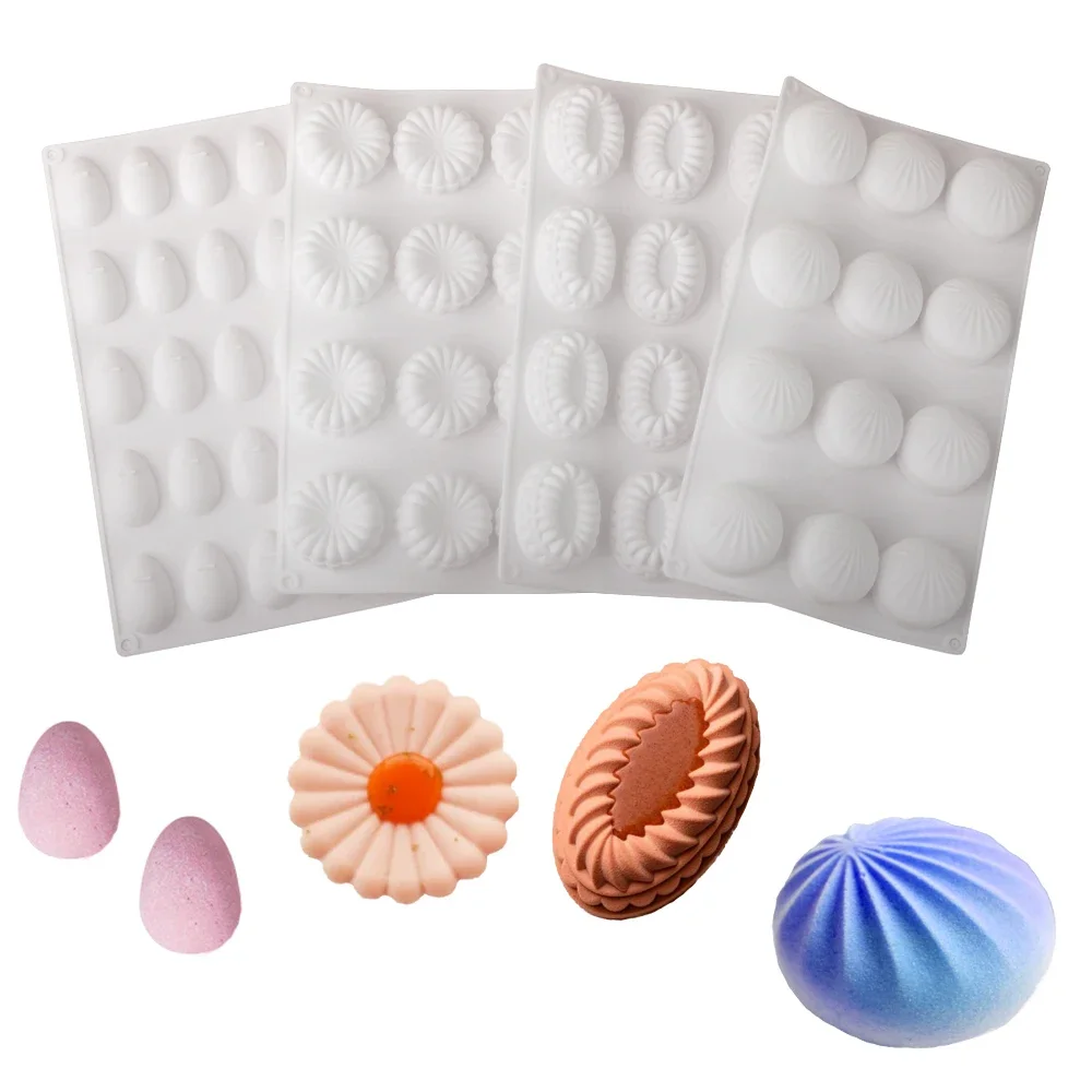 Bunte Wellenkugel Gänseblümchen Creme Spitze Semi-3D Ei Mousse Kuchen Silikonform Schokolade Französisch Gebäck Backform