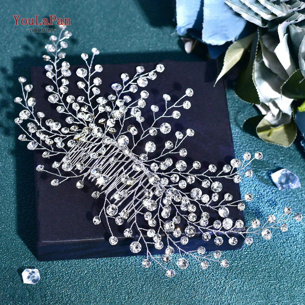 YouLaPan Silver Color Rhinestone Hair Comb Wedding Bridal Hair Accessories Women Trendy Headpiece Handmade Hairwear HP827