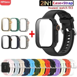 Silicone Strap for Huawei Watch Fit 3 Band With Case Screen Protector Upgrade to Ultra2 cover for Huawei Fit 3 Wrist Accessories