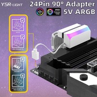 ATX 24Pin 90-degree Power Connector Motherboard Adpater Horizontal 5V ARGB Aura Sync PC Case Modular DIY Clear Line Accessory