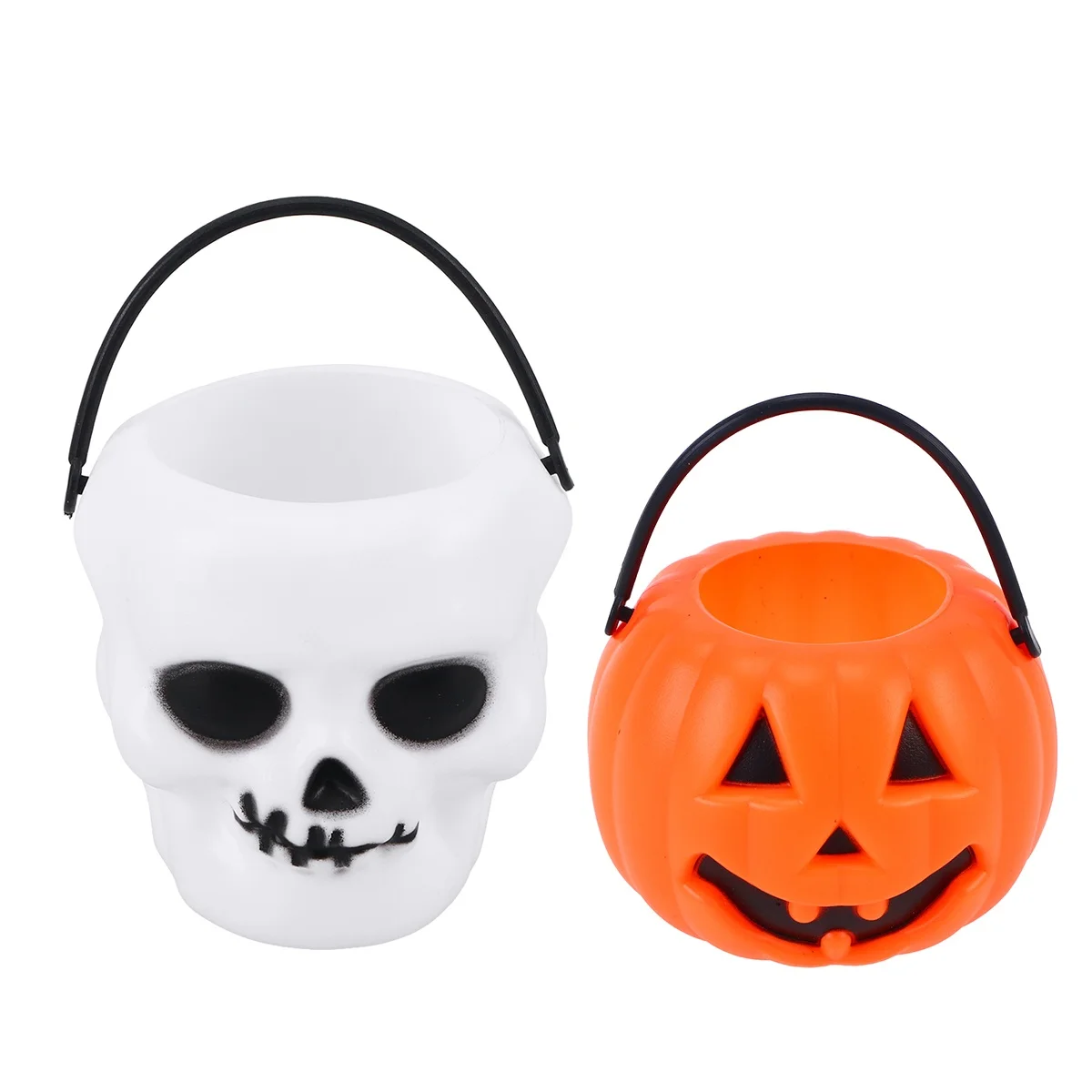 

12 Pcs Candy Bucket Kids Pumpkins Holder Halloween Skull Lightweight Portable Eco Friendly Safe Party Decoration Trick