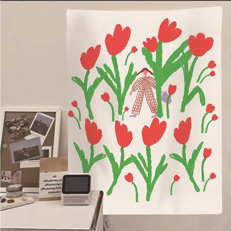 VIKAMA Tulip Heart Cake Tapestry Wall Hanging, 6 Designs, Wall Decor for Bedroom Living Room Dorm