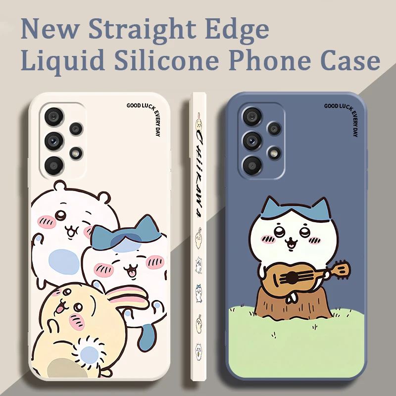 

C-Chiikawa U-Usagi Cute Liquid Left Rope For Samsung A53 A52 A55 A32 A51 A71 A21S A13 A73 A55 A72 A23 A35 A05 5G Back