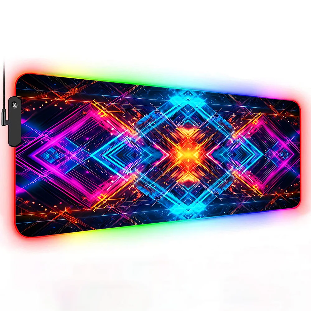 Neon Geometric Energy Matrix Xxl Mouse Pad 900x400 Mousepad Rgb Cheap Pc Gamer Cabinet Setup Gaming Accessories Desk Mat Deskmat view 3