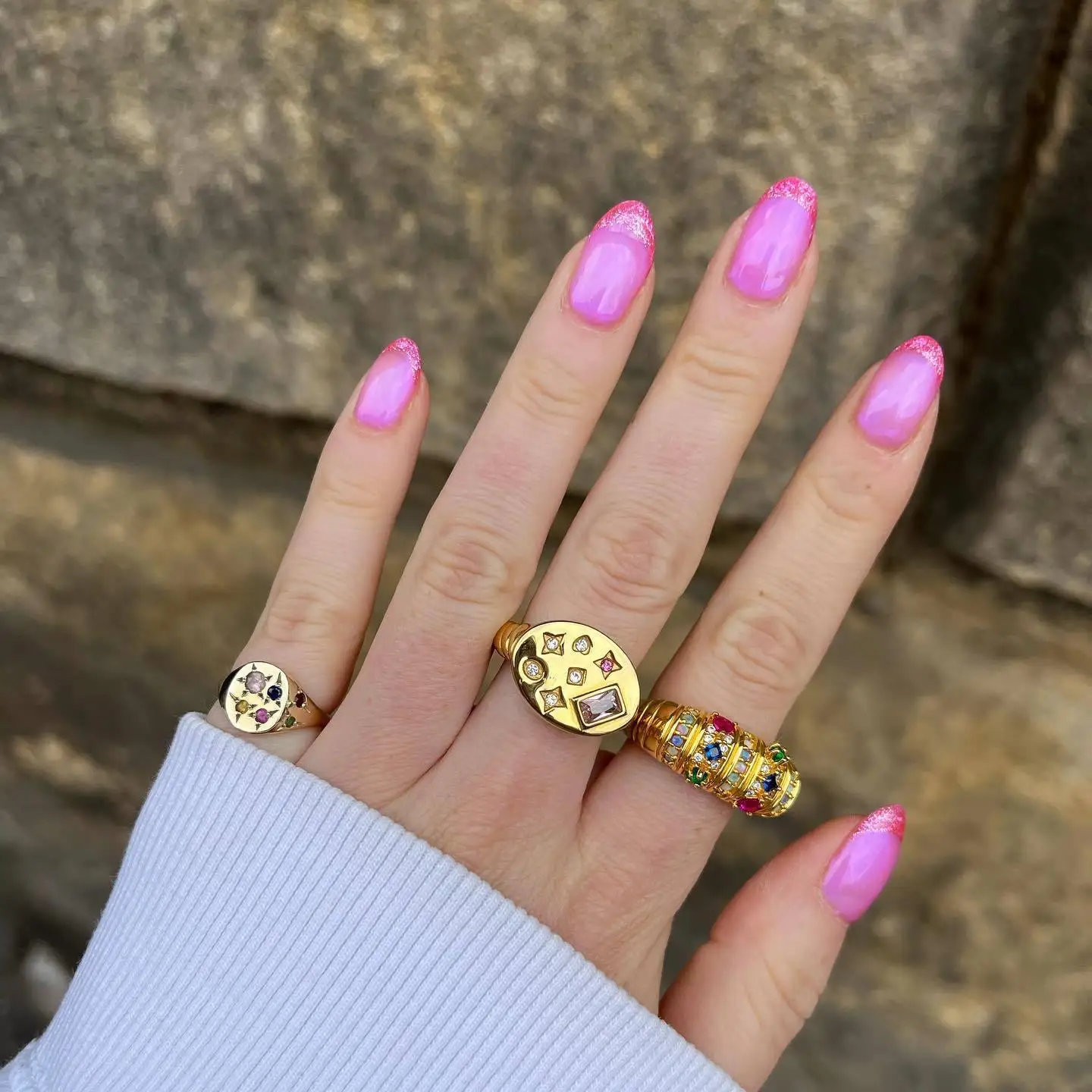 Colorful Zircon Rings for Women Irregular Matte Metal Ring Retro Personality Index Finger Jewelry Hip Hop Girls Accessories Gift