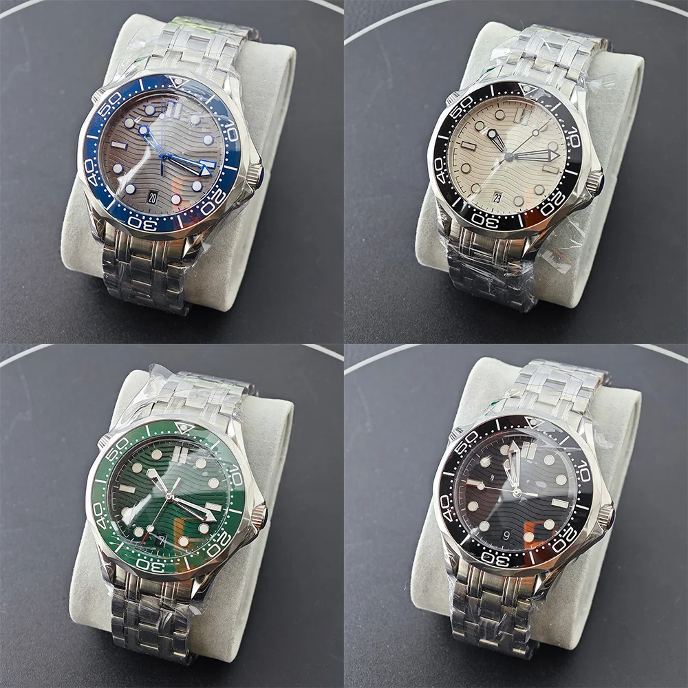 

42mm high-quality silver case 300 diving men's watch NH35 movement automatic steel watch box 6o'clock calendar night light watch