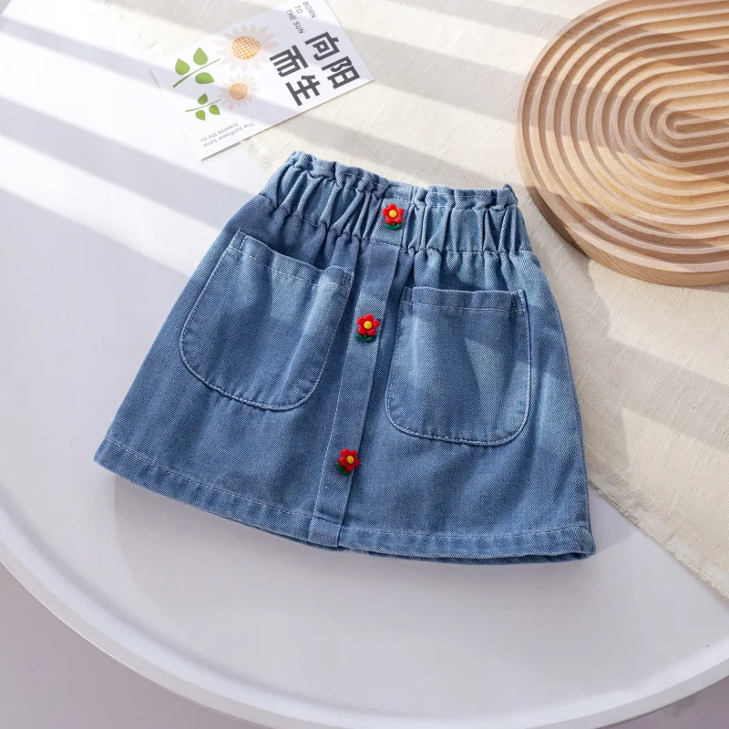 Baby Girls Jean Skirt Kids  Ballet Skirts Toddler Flower Short Dress Party Costume Summer Children\'s Clothes Korean Style