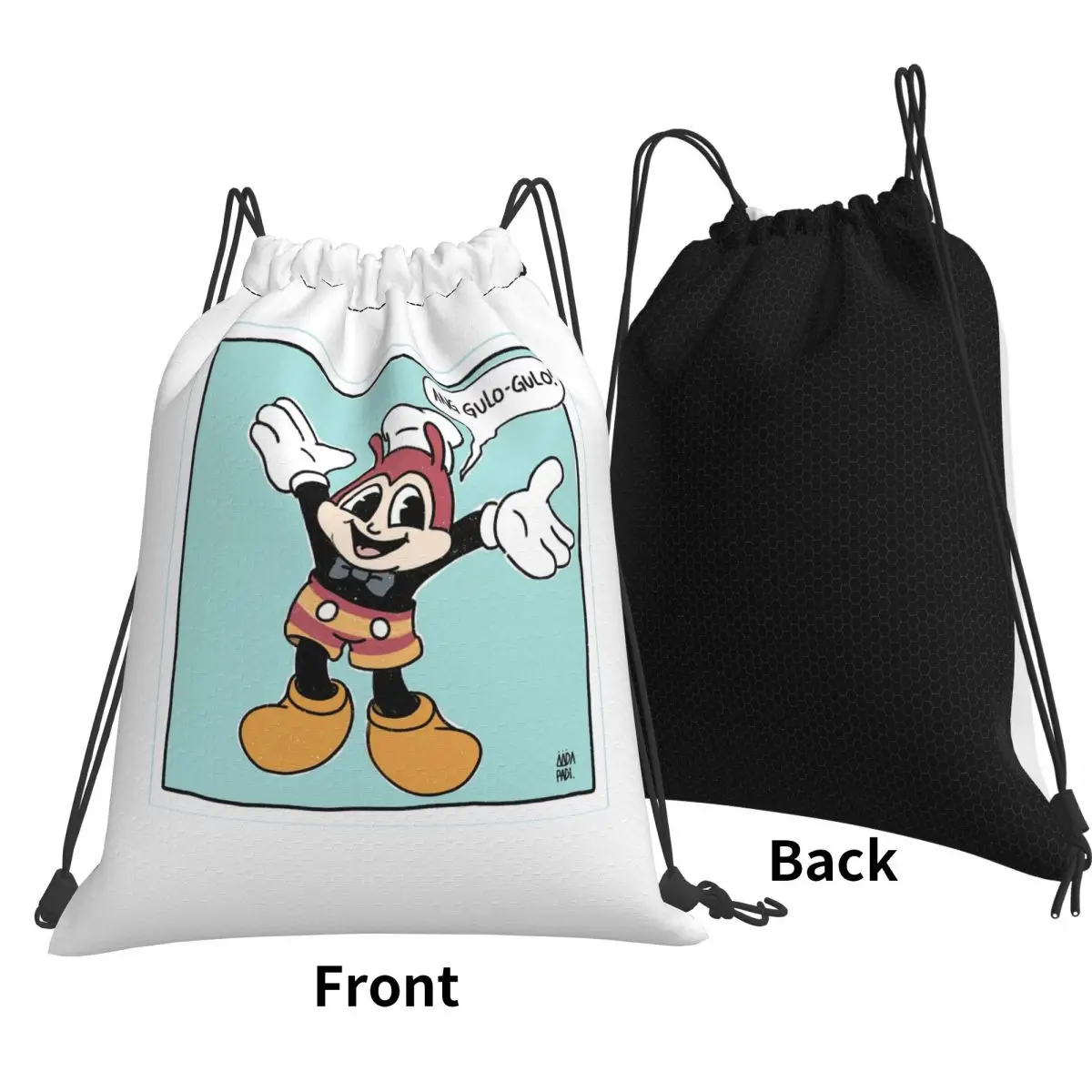 JOLLIBEE X MOUSE FUNNY REMIX WEBCOMIC POSTER Backpacks Casual Drawstring Bags Sports Bag Book Bags for Travel Students
