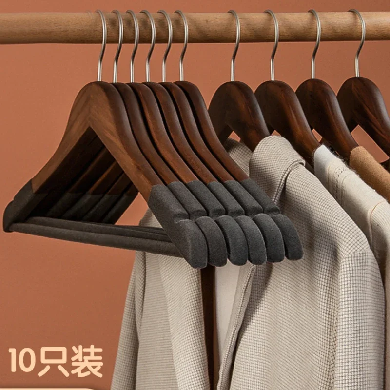 Flocking solid wood hangers, non-slip and non-trace, home clothes hangers, wooden clothes hangers, clothing stores, hotels