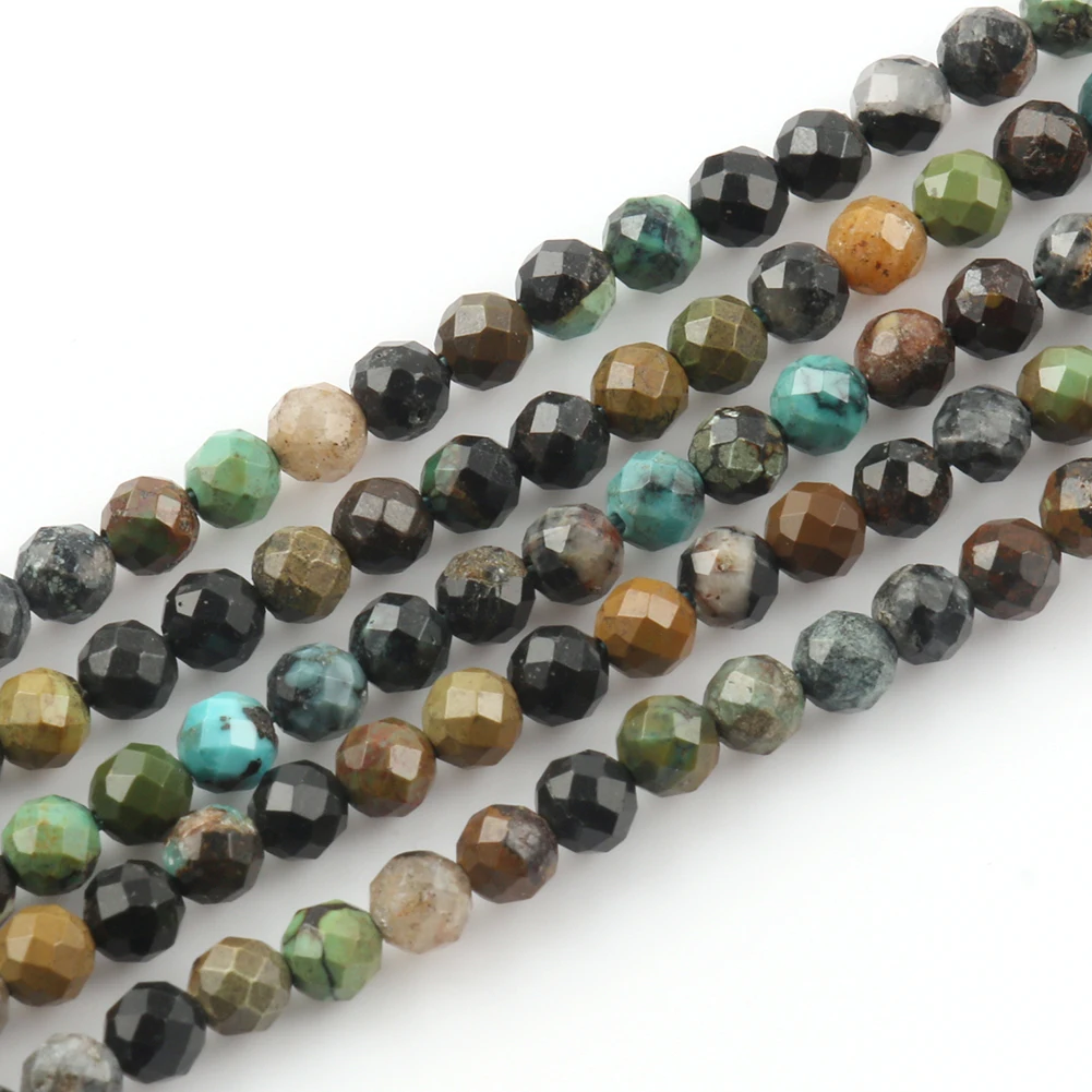 2/3/4mm 15\'\' Faceted Natural African Turquoise Stone Beads Loose Beads For Diy Jewelry Making Tiny Beadwork Bracelet Findings