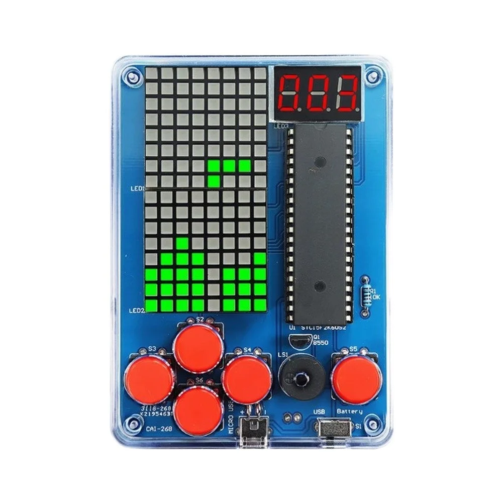 DIY Game Console Kit Based on 51 Microcontroller Architecture with Tactile Push Buttons and Passive Buzzer Audio Output