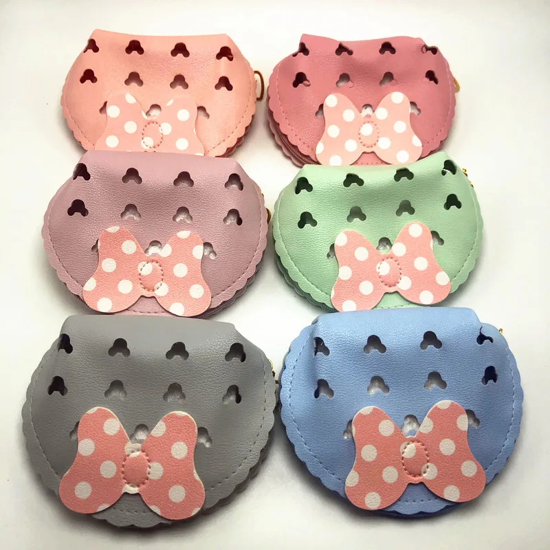 Disney Anime Mickey Mouse Coin Purse Cartoon Kawaii Mickey Minnie bow Coin Bag Children Storage Bags Wallet Stationery Bag