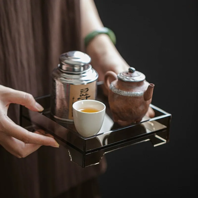 Zen Acrylic Tea Boat Multifunctional Dry Brewing Tray Stackable Waterless Tea Storage System for Kung Fu Tea Practical a