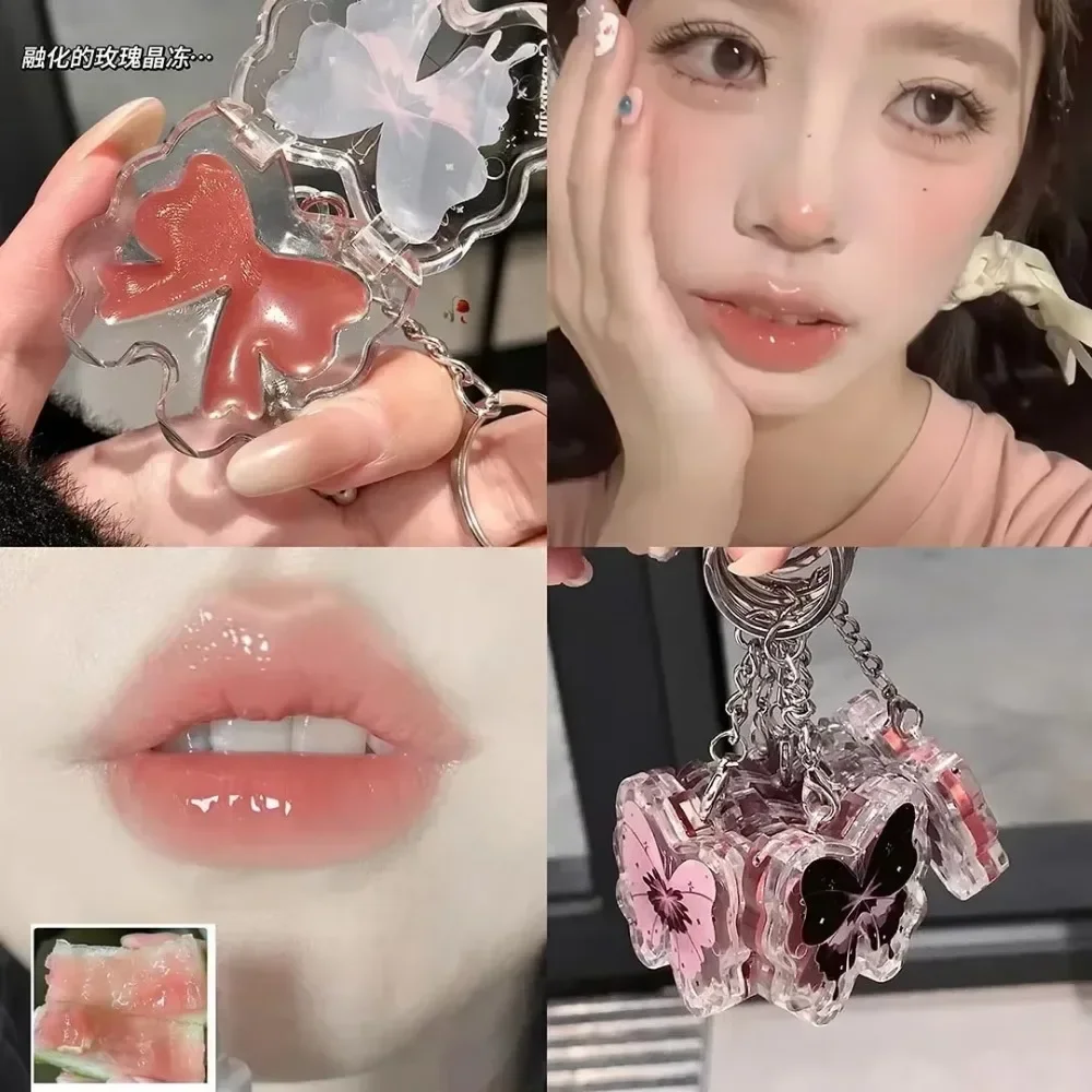 Jelly Butterfly Lip Gloss Cute Butterfly Mirror Red Brown Lipstick Clear Moisturizing Lips Tint Lip Makeup Cosmetics Nature Nude