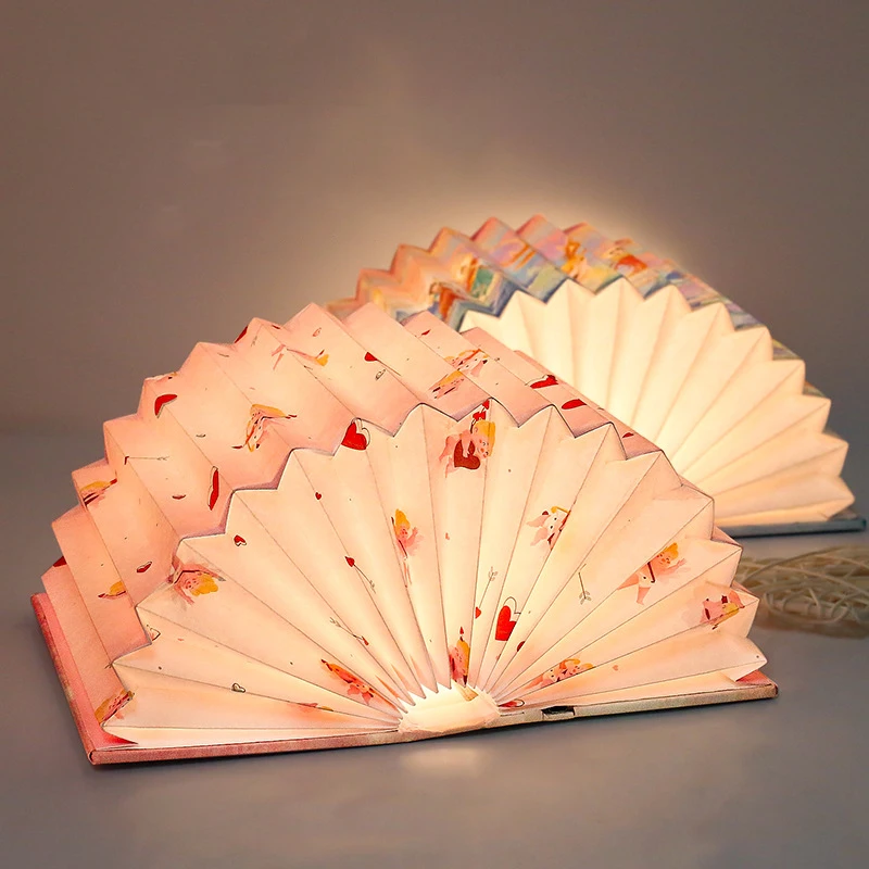 

Mini book lamp, leather/wooden folding book lamp, rechargeable book lamp, for decoration, creative gifts