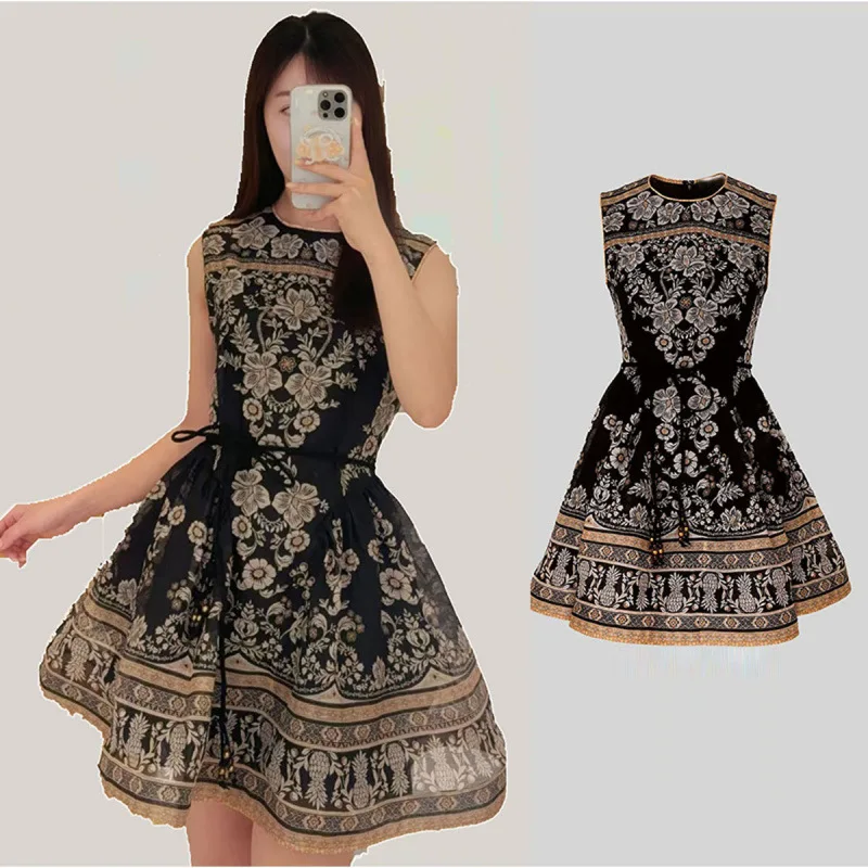 Ele Vintage rond Ne Slim Fit Svel Bell Bot Dr robe jupe complète taille haute Thi matériel saison d'automne