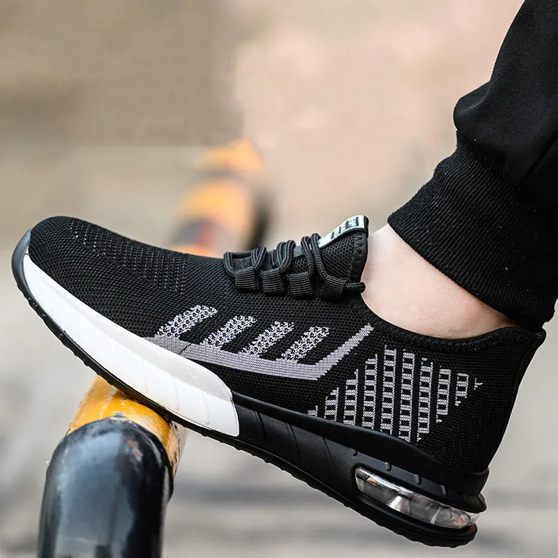 

Мужские модные дышащие стальные носки, рабочая защитная обувь, летние рабочие ботинки с воздушной сеткой, кроссовки на воздушной подушке, защитная обувь