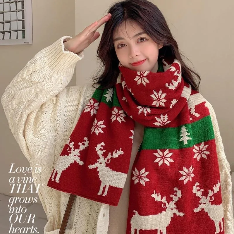 

Christmas New Year Warm Scarf Gift for Women Students Versatile Neck Warmer Shoulder Wrap Fashionable Autumn Winter Style