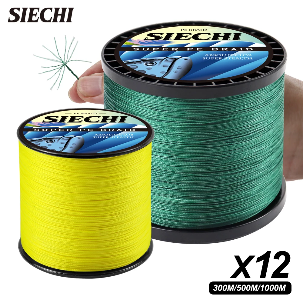 SIECHI 12 Strand Japan Braided Line Multifilament Fishing Line 300M-1000M Carp Fishing Accessories 20-150LB Pe Line 8 Braid Wire