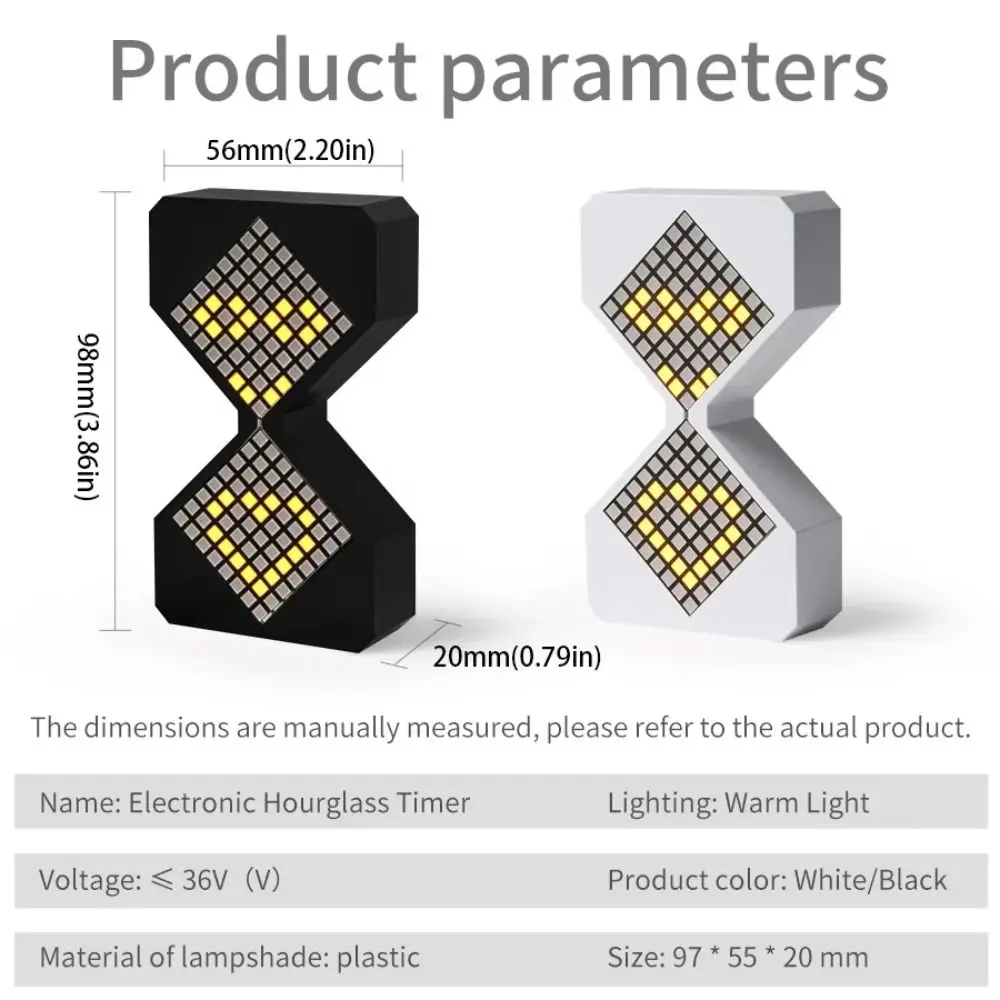 Portable Brightness Electronic Timer Adjustment Timing Night Light Warm Light Intelligent 3D Hourglass Ornament Kitchen