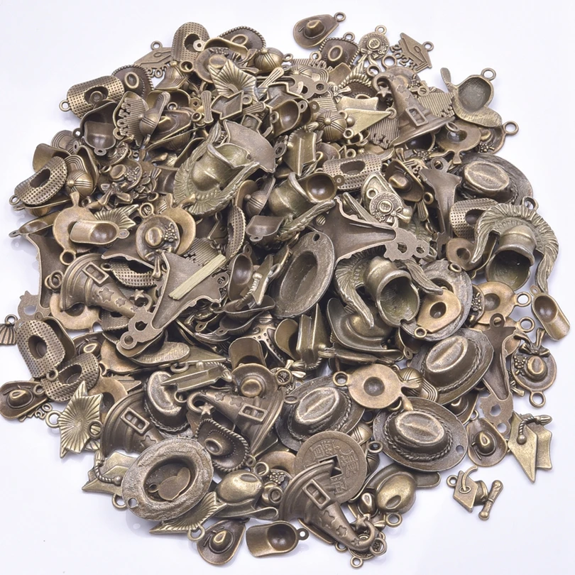 10/20/30pcs/Lot Ancient Bronze Witch Sport Hat Charms For Jewelry Making Supplies Metal Pendant DIY Keychain Accessories Finding