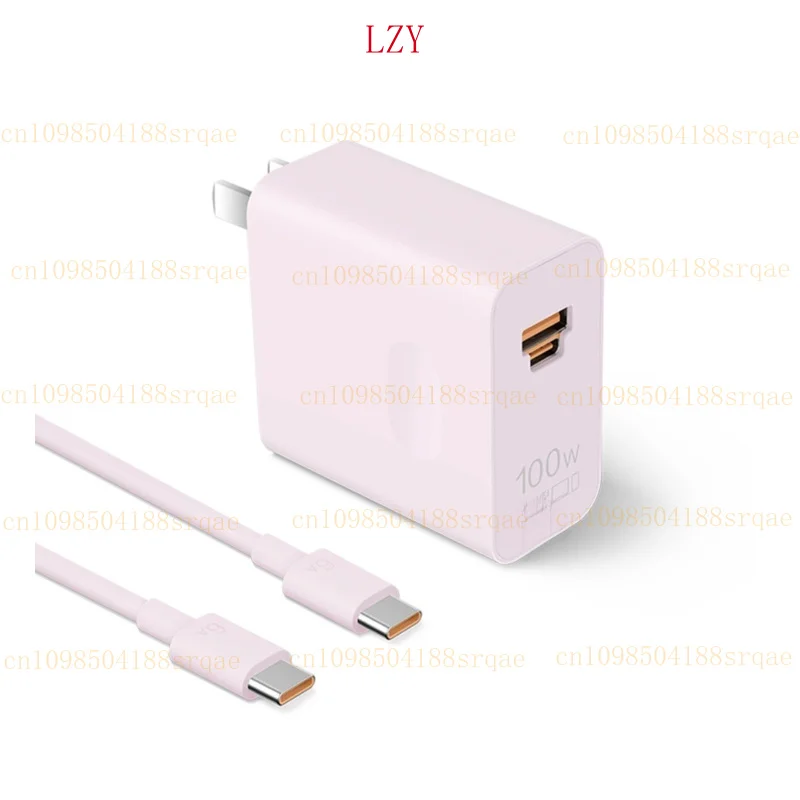 para HUAWEI SuperCharge Max 100W Cargador de pared con cable para Mate60 Matepad pro Rosa